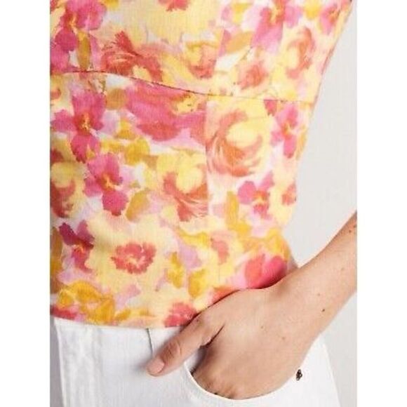 ✨Old Navy Fitted Linen-Blend Crop Sz Medium Top✨ - Picture 3 of 8